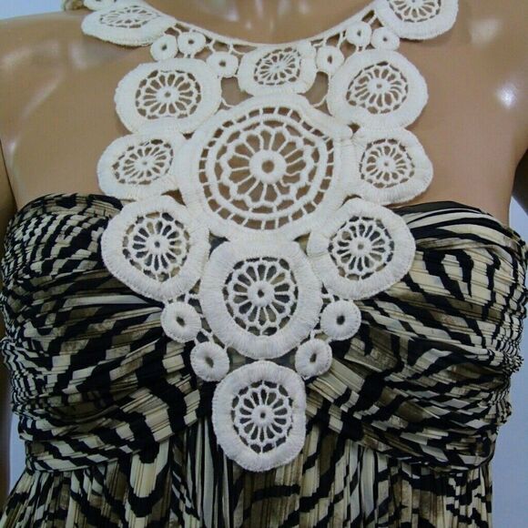 Muse Boston Proper Zebra Pleat Crochet Maxi Dress - Picture 1 of 7